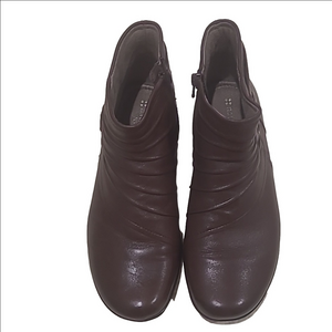 Naturalizer Womens S6 Leather Brown Cantor Boots Inside Ankle Zipper Casual b16